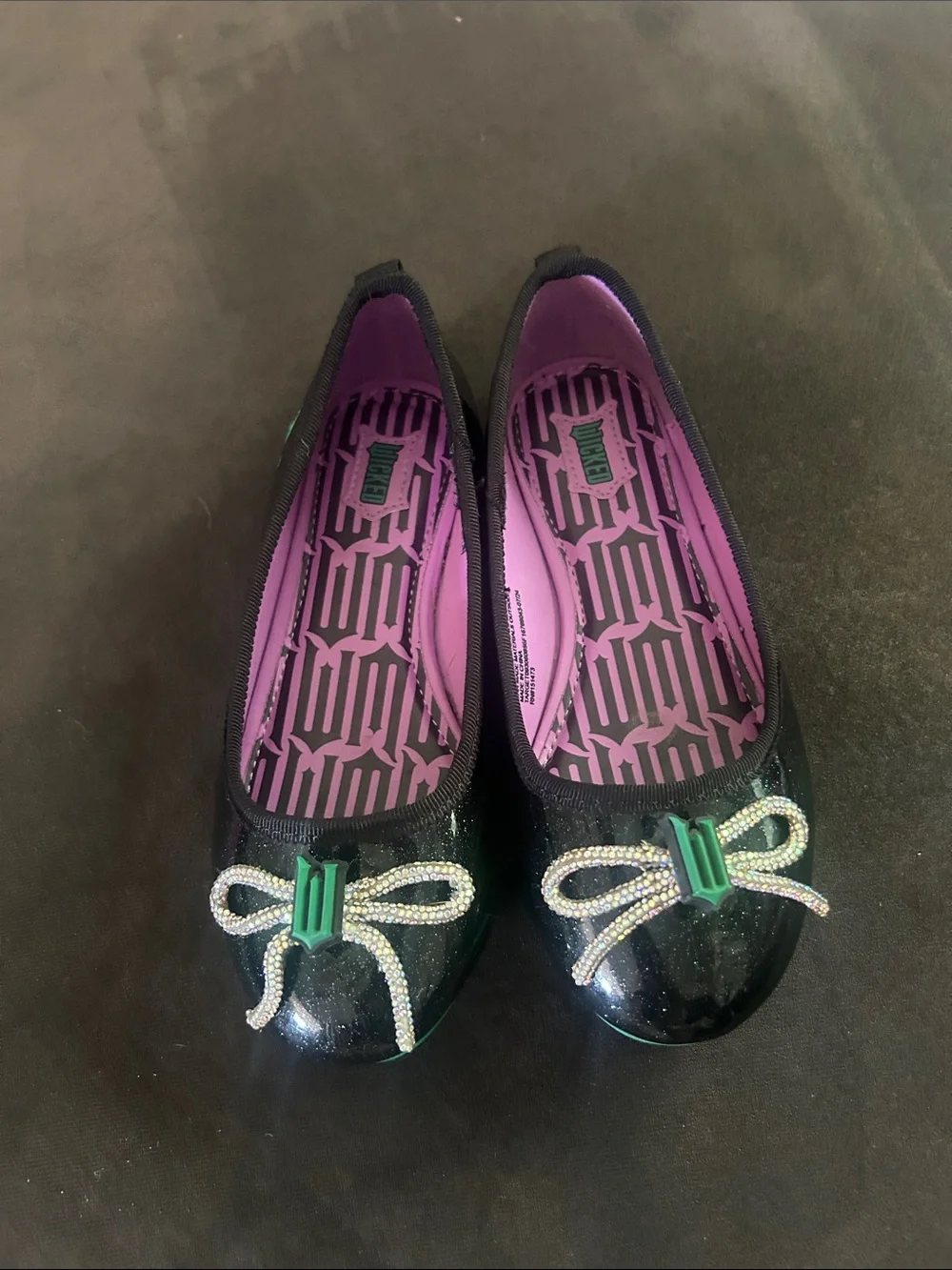 Wicked  Elphaba Kids Black and green  Glitter Ballet Flats